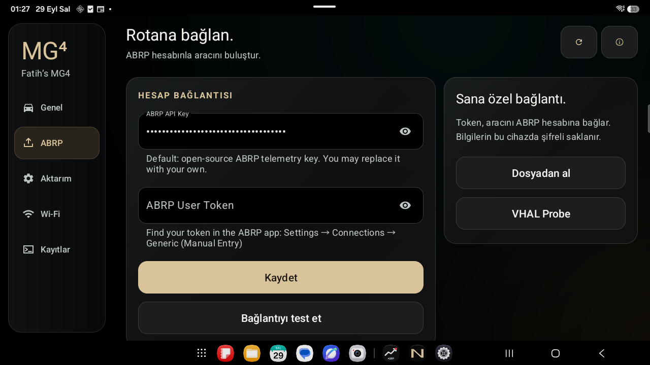 Dark ABRP account configuration